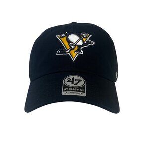 Pittsburgh Penguins Baseball Hat Cap Black New 47 Clean Up Adjustable OS